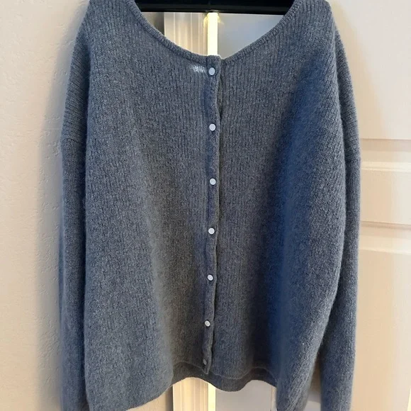 Sezane Dusty Vintage Blue Button-Up Gaspard Mohair Knit Cardigan XS - Picture 2 of 3